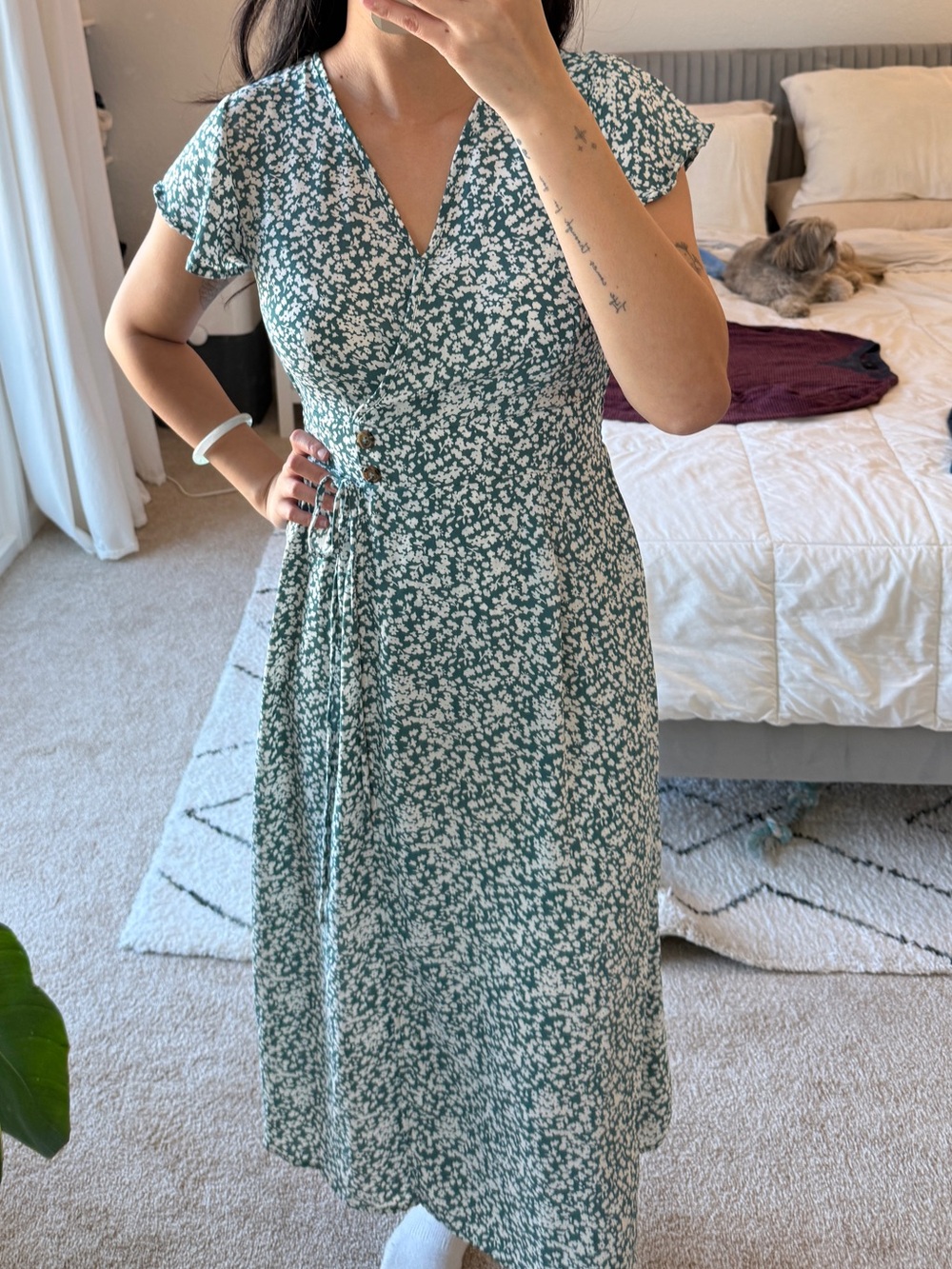 Sienna Sky Teal Floral Wrap Midi Dress